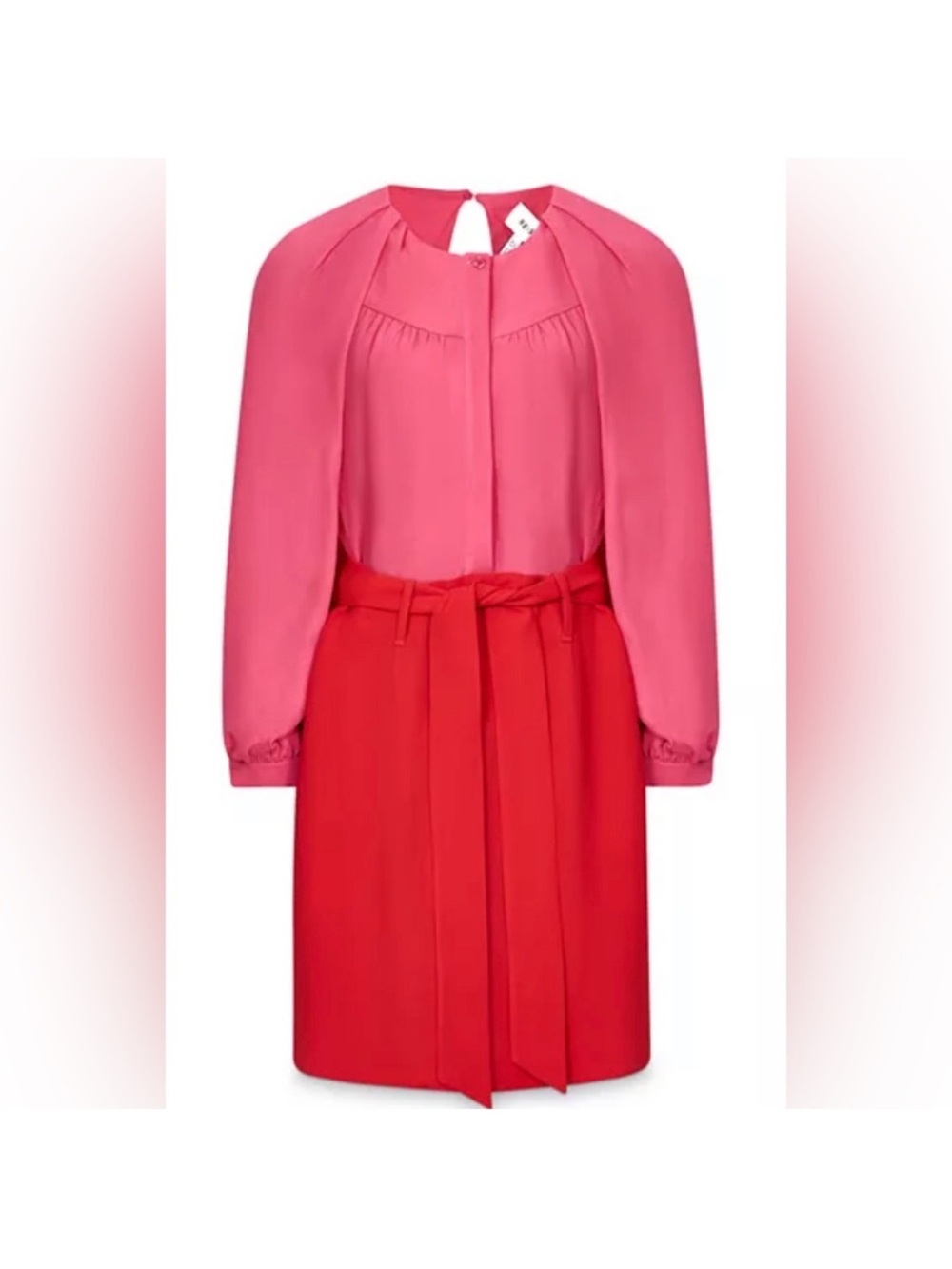REISS Valentina Color Clash Dress- Size 4 Pink and Red Open Back